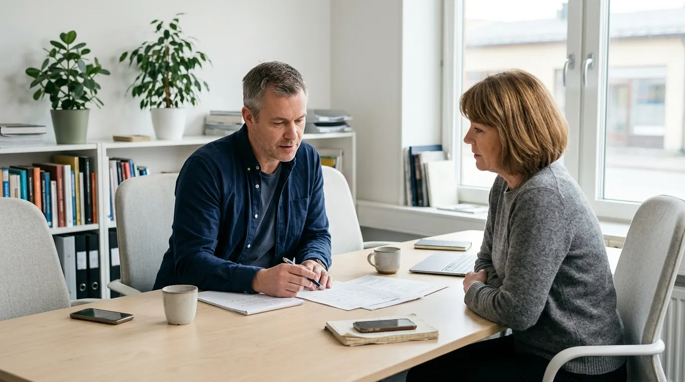 Företagslån till handelsbolag Delägare i handelsbolag diskuterar finansiering